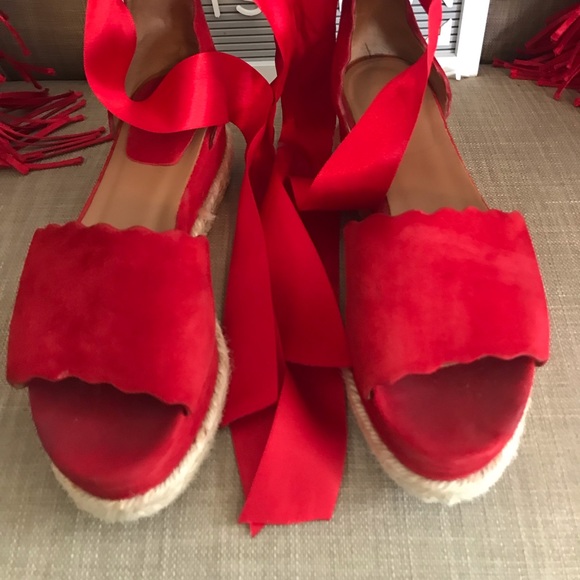 Lauren scalloped suede espadrille platform sandals - Picture 11 of 13